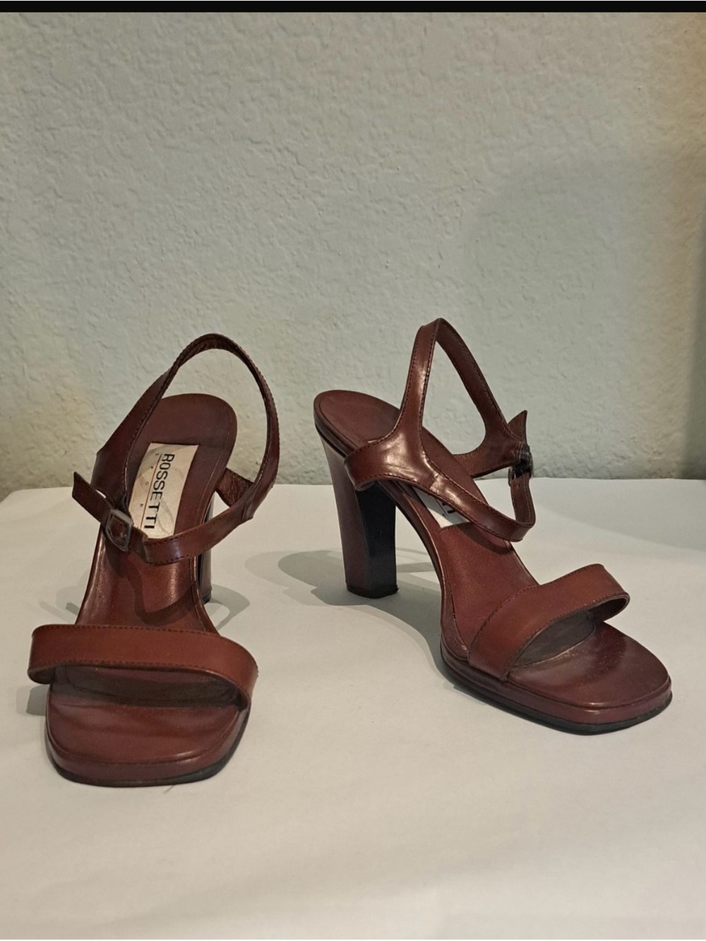Rosetti Chestnut Brown Leather Strappy High Heel Sandals